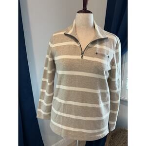 Lauren Ralph Lauren Jeans Co. Quarter Zip Striped Pullover size Petite Small Vtg